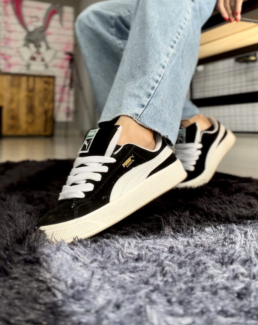 PUMA SUEDE PRETO E BRANCO